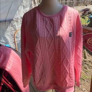 Classic Bright Pink Diamond Knit Sweater with matching pants set